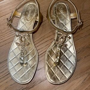 Chanel Leather Thong Sandal Gold